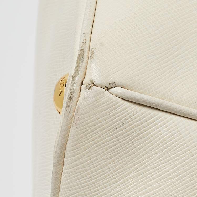 Pre Owned Prada White Saffiano Leather Large Galleria Tote