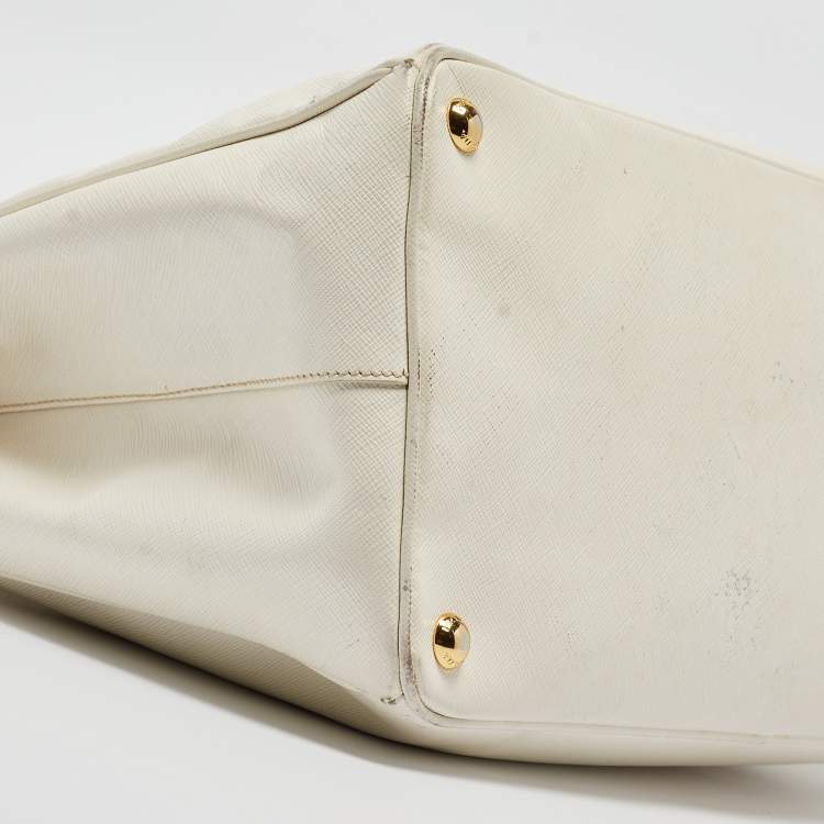 Pre Owned Prada White Saffiano Leather Large Galleria Tote