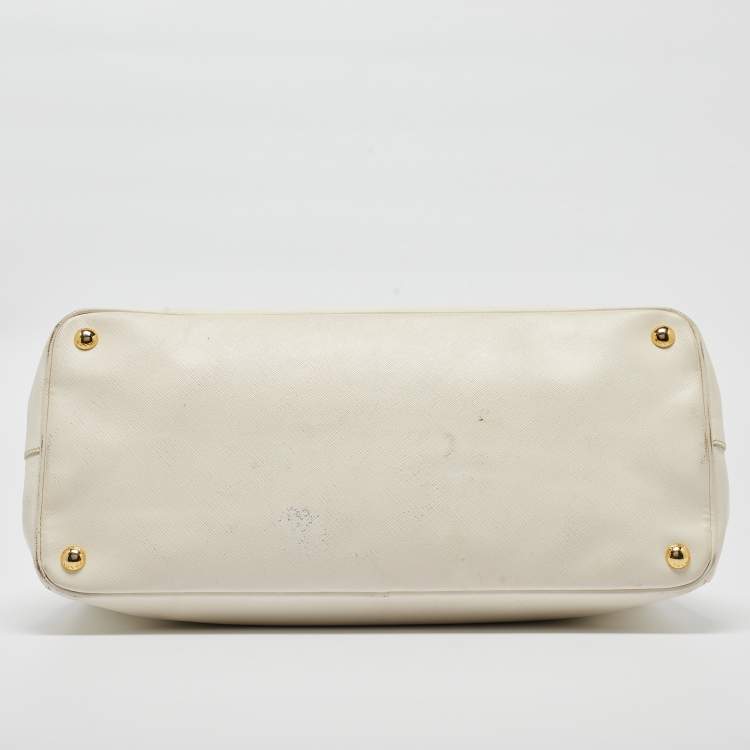 Pre Owned Prada White Saffiano Leather Large Galleria Tote