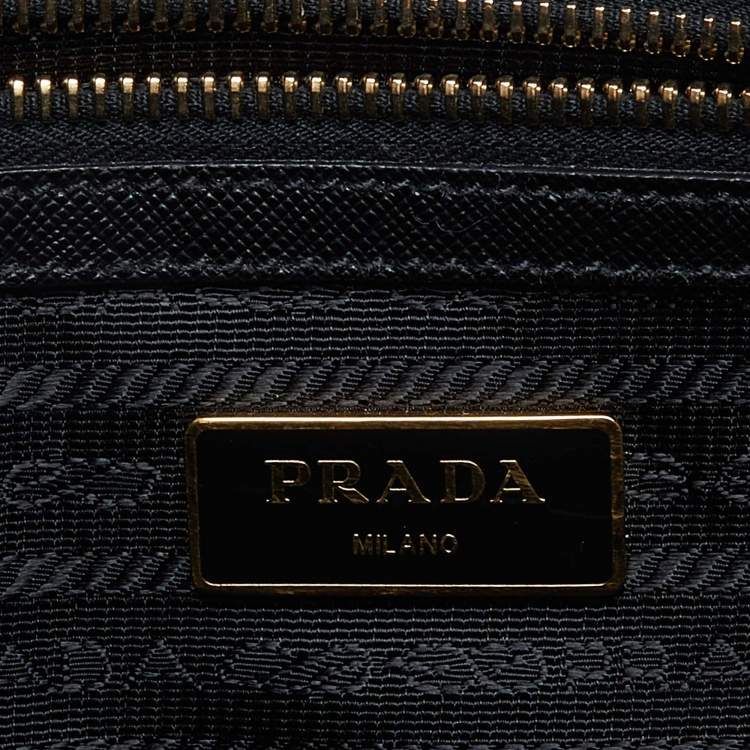 Pre Owned Prada Black Saffiano Lux Leather Small Galleria Double Zip Tote with Wallet