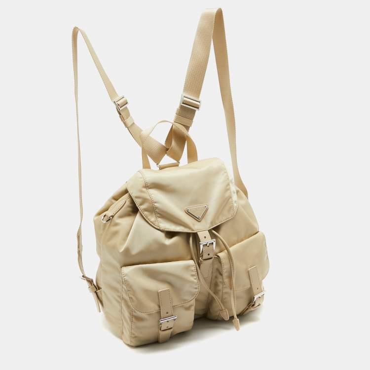 Pre Owned Prada Beige Re-Nylon Medium Backpack