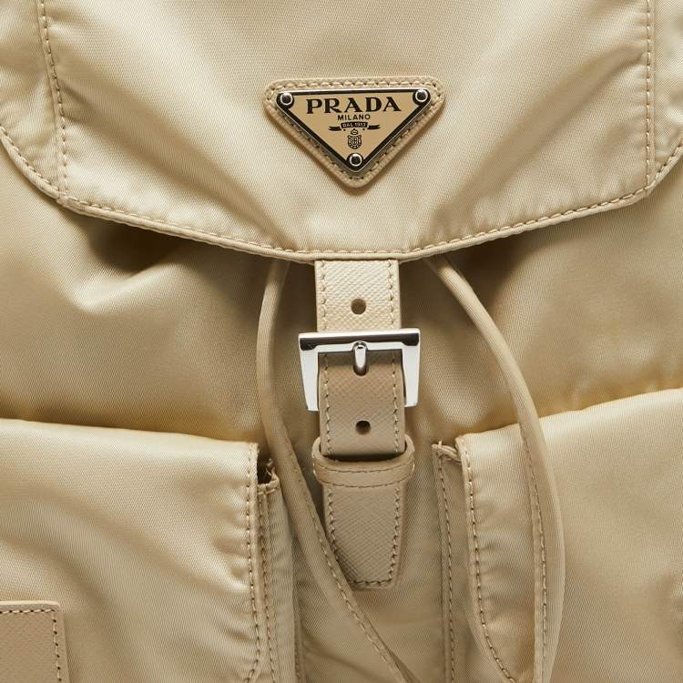 Pre Owned Prada Beige Re-Nylon Medium Backpack