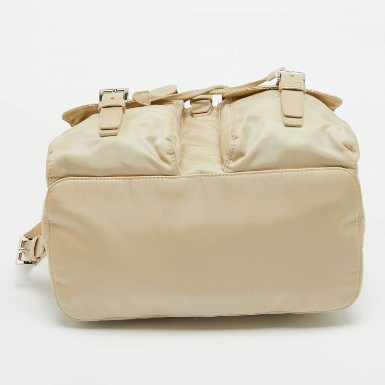 Pre Owned Prada Beige Re-Nylon Medium Backpack