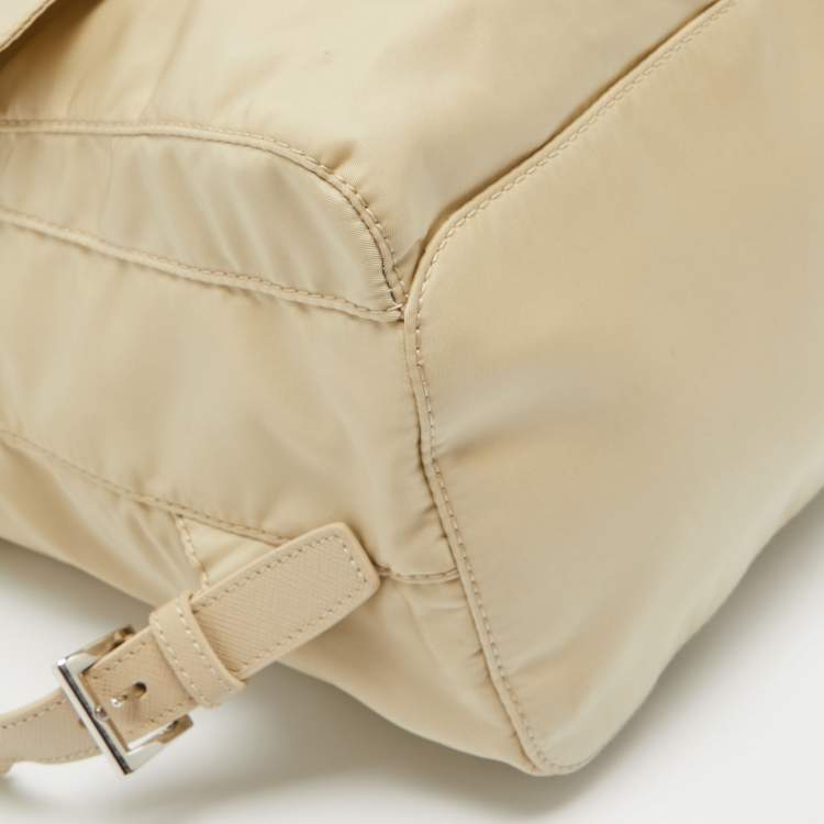 Pre Owned Prada Beige Re-Nylon Medium Backpack