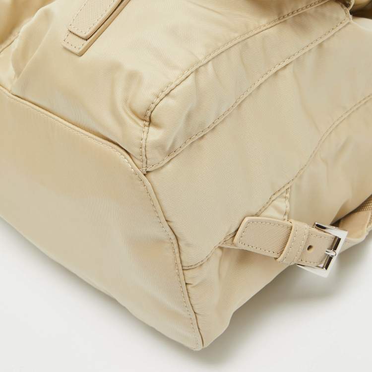 Pre Owned Prada Beige Re-Nylon Medium Backpack