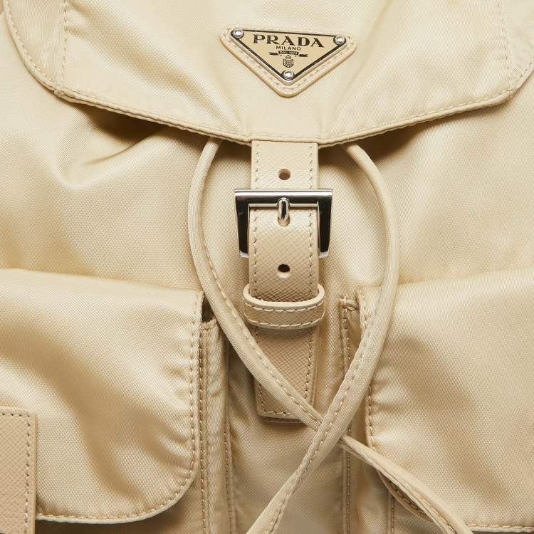 Pre Owned Prada Beige Re-Nylon Medium Backpack