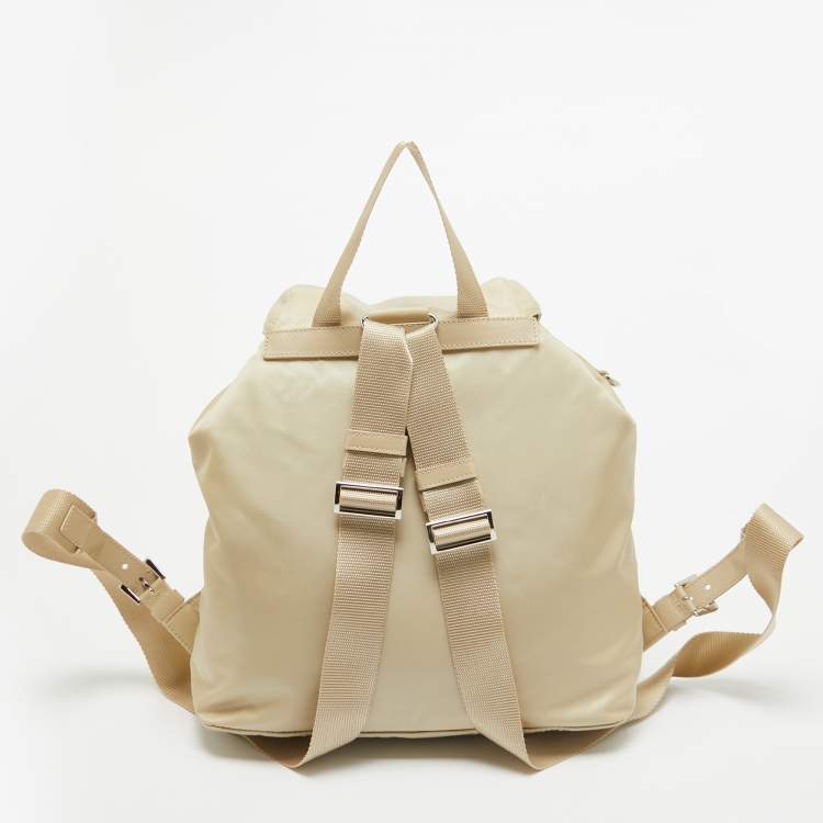 Pre Owned Prada Beige Re-Nylon Medium Backpack