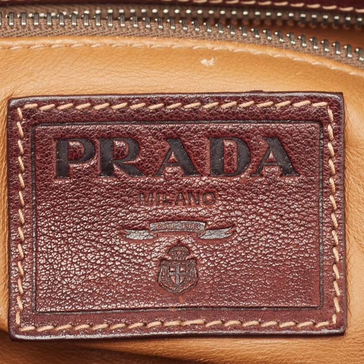 Pre Owned Prada Dark Brown Leather Frame Satchel
