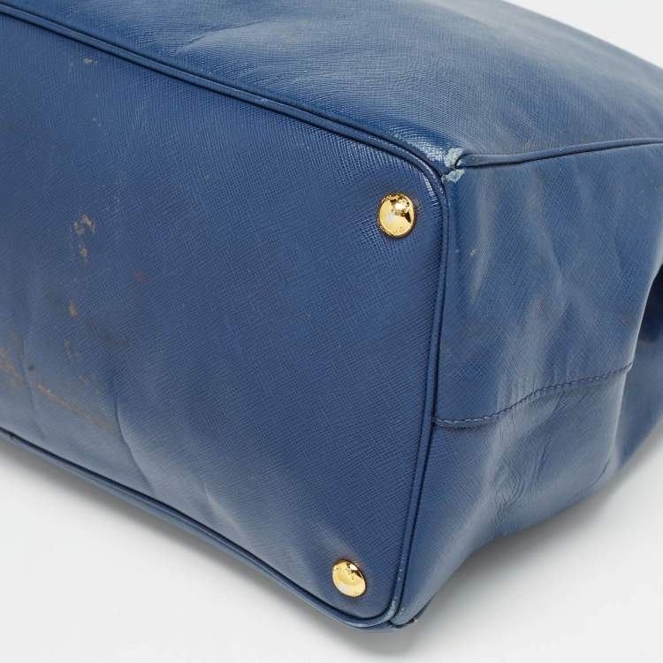 Pre Owned Prada Blue Saffiano Leather Large Galleria Tote