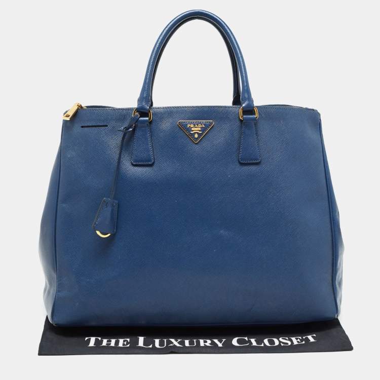 Pre Owned Prada Blue Saffiano Leather Large Galleria Tote