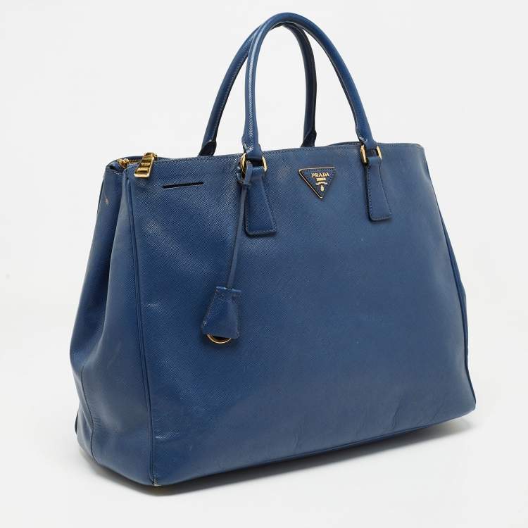 Pre Owned Prada Blue Saffiano Leather Large Galleria Tote