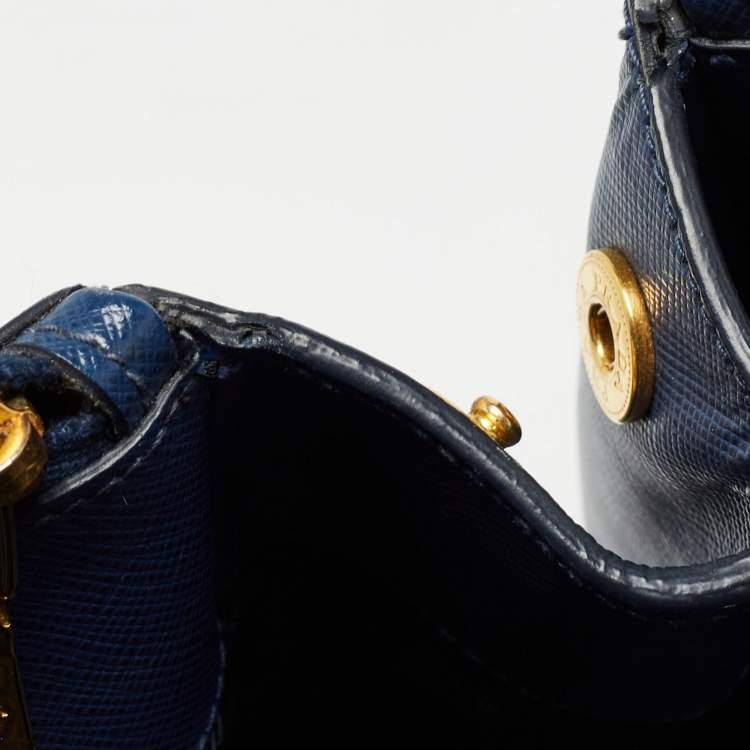 Pre Owned Prada Blue Saffiano Leather Large Galleria Tote