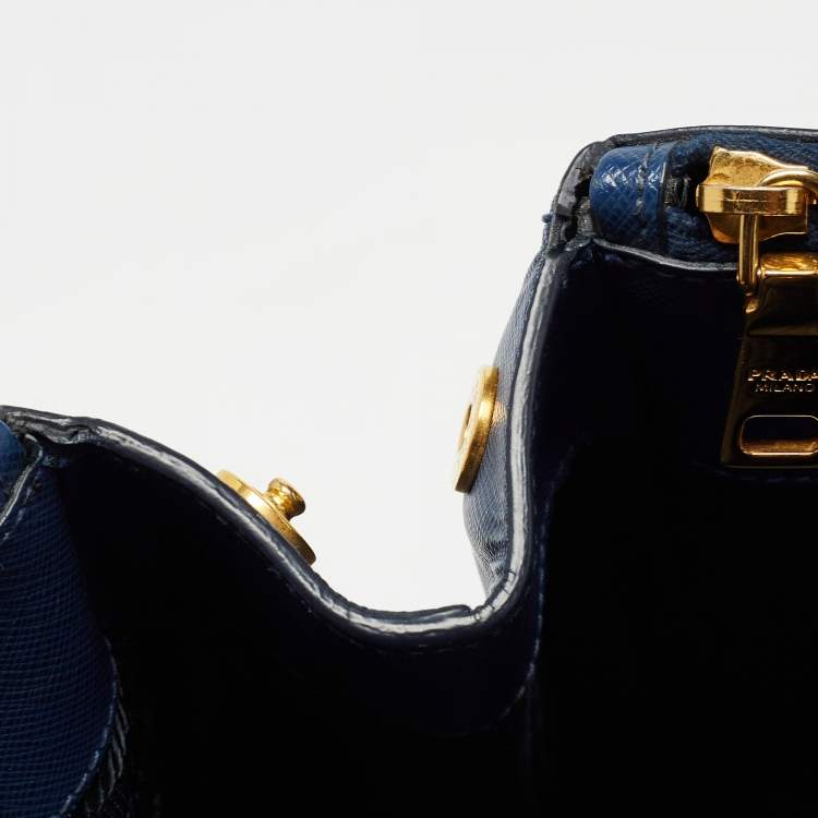 Pre Owned Prada Blue Saffiano Leather Large Galleria Tote