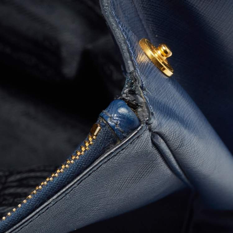 Pre Owned Prada Blue Saffiano Leather Large Galleria Tote