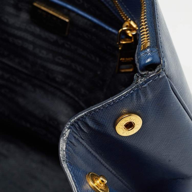 Pre Owned Prada Blue Saffiano Leather Large Galleria Tote
