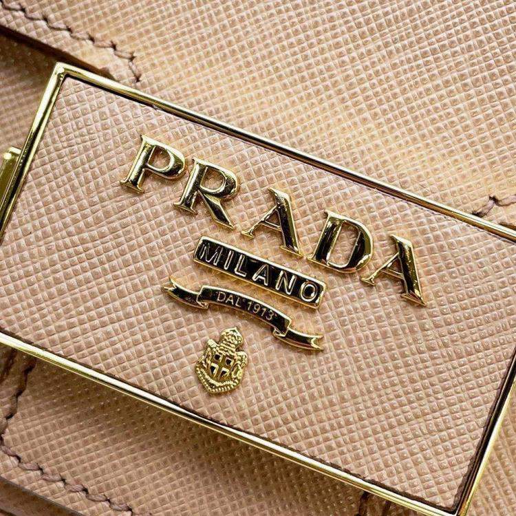 Pre Owned Prada  Saffiano Leather Emblème Shoulder Bag
