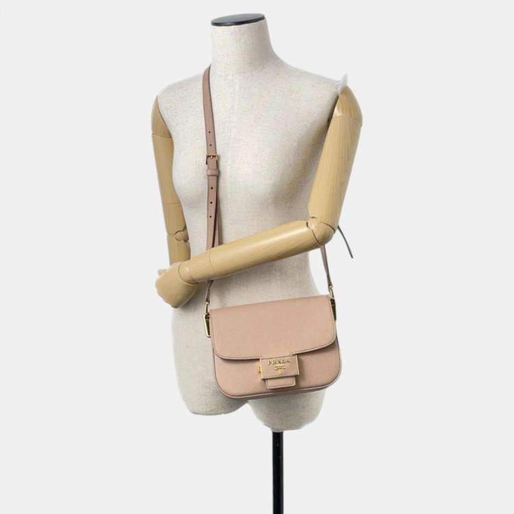 Pre Owned Prada  Saffiano Leather Emblème Shoulder Bag