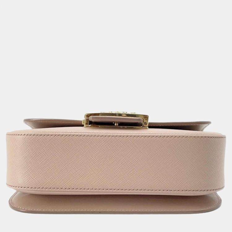 Pre Owned Prada  Saffiano Leather Emblème Shoulder Bag