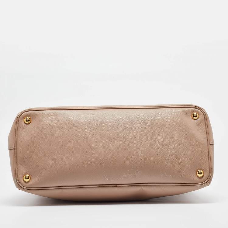 Pre Owned Prada Light Pink Saffiano Lux Leather Large Double Zip Tote