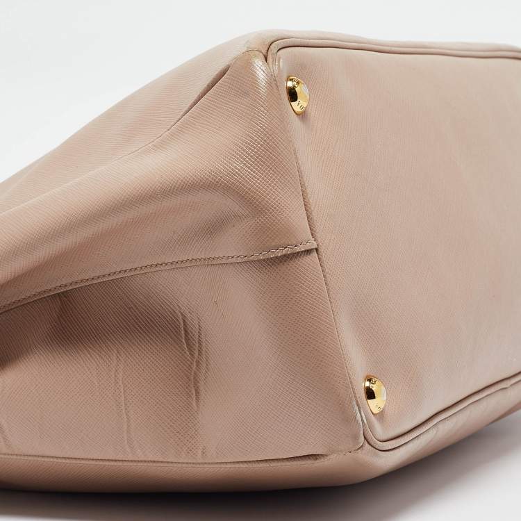 Pre Owned Prada Light Pink Saffiano Lux Leather Large Double Zip Tote
