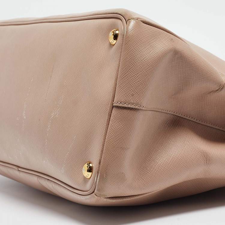 Pre Owned Prada Light Pink Saffiano Lux Leather Large Double Zip Tote