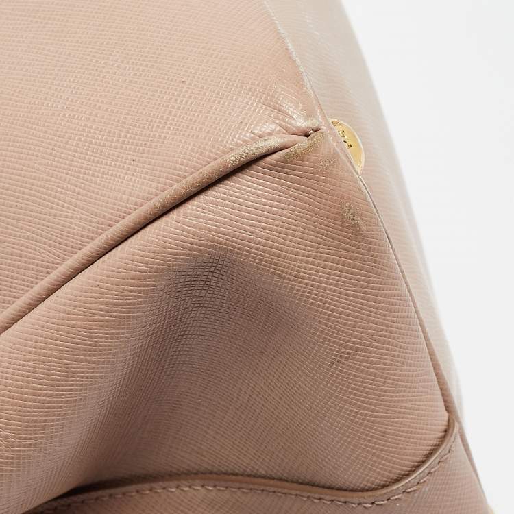 Pre Owned Prada Light Pink Saffiano Lux Leather Large Double Zip Tote