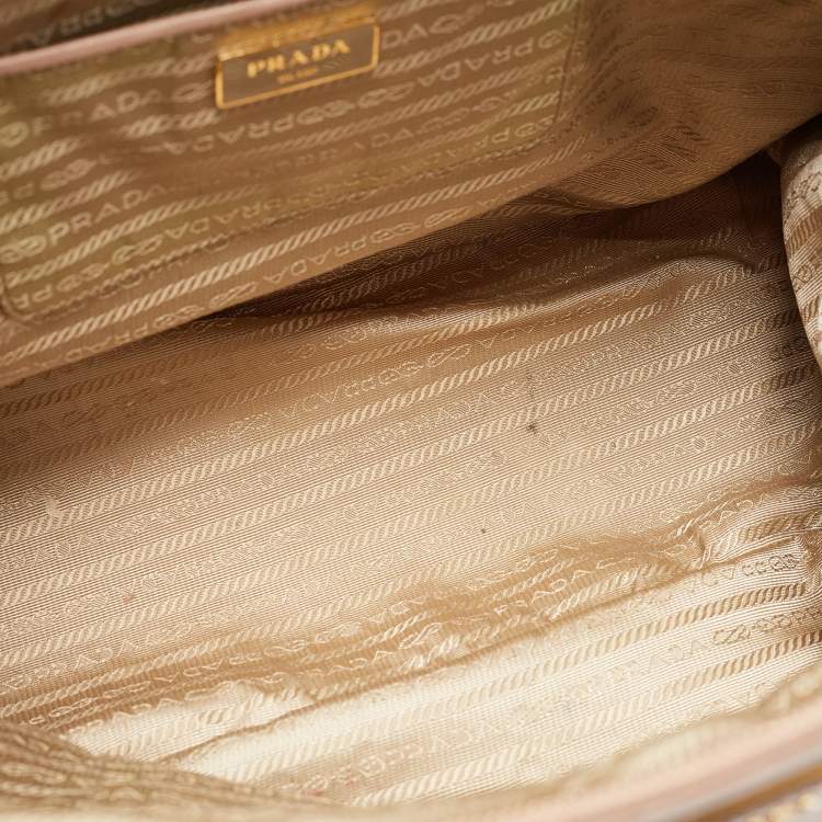 Pre Owned Prada Light Pink Saffiano Lux Leather Large Double Zip Tote