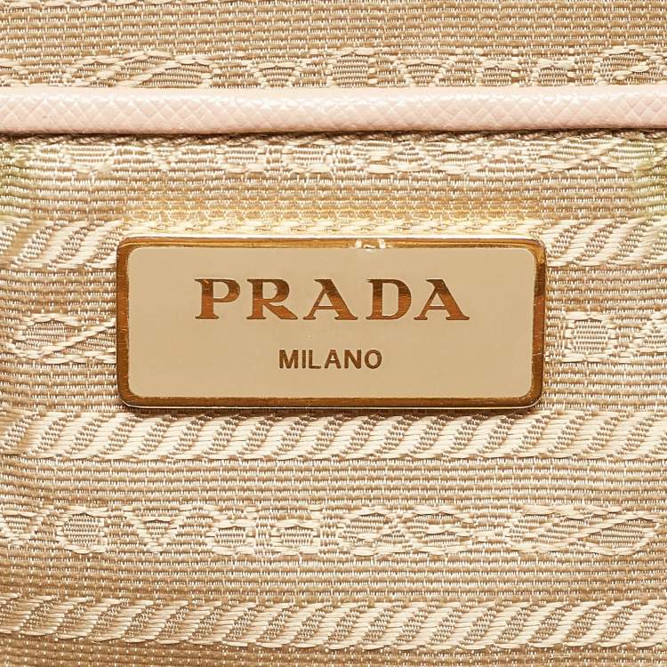Pre Owned Prada Light Pink Saffiano Lux Leather Large Double Zip Tote