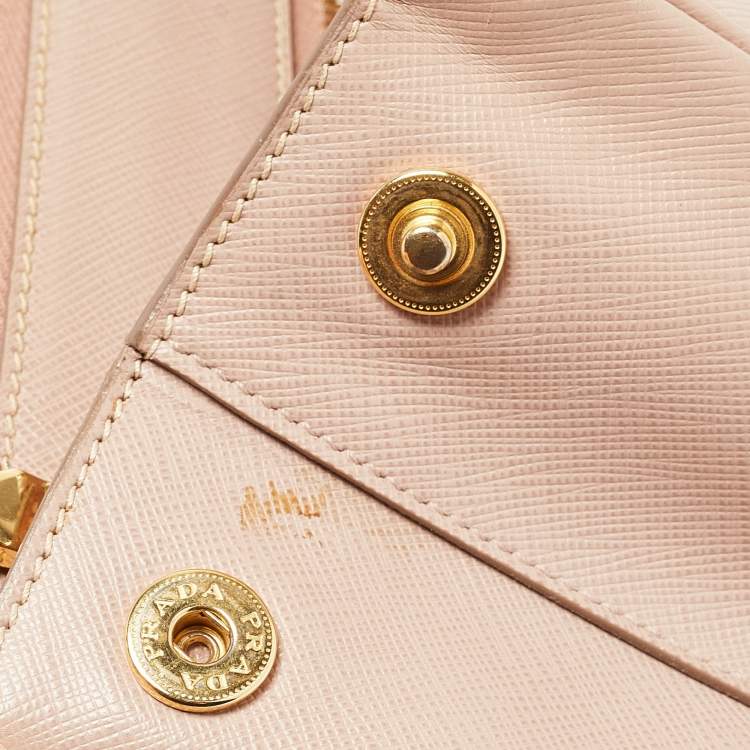 Pre Owned Prada Light Pink Saffiano Lux Leather Large Double Zip Tote