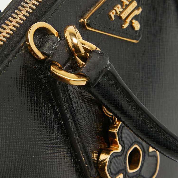Pre Owned Prada Black Saffiano Leather Small Promenade Satchel