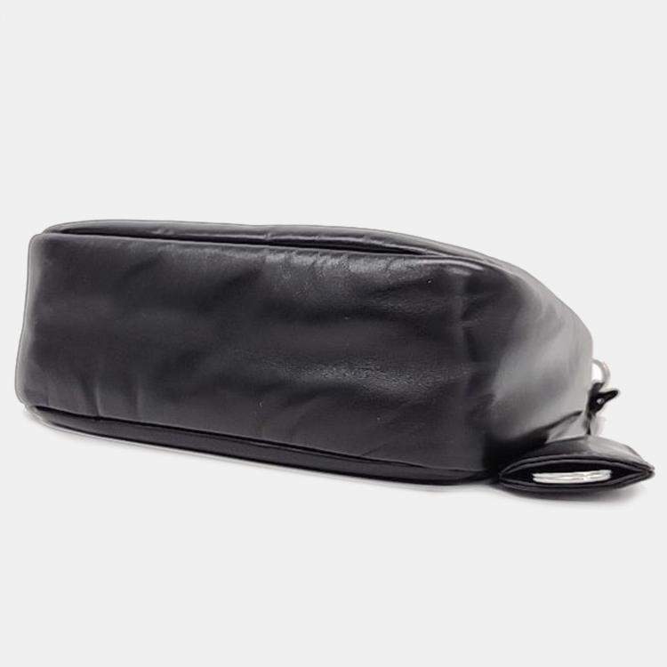 Pre Owned Prada Black Leather Tessuto Padded Hobo Bag