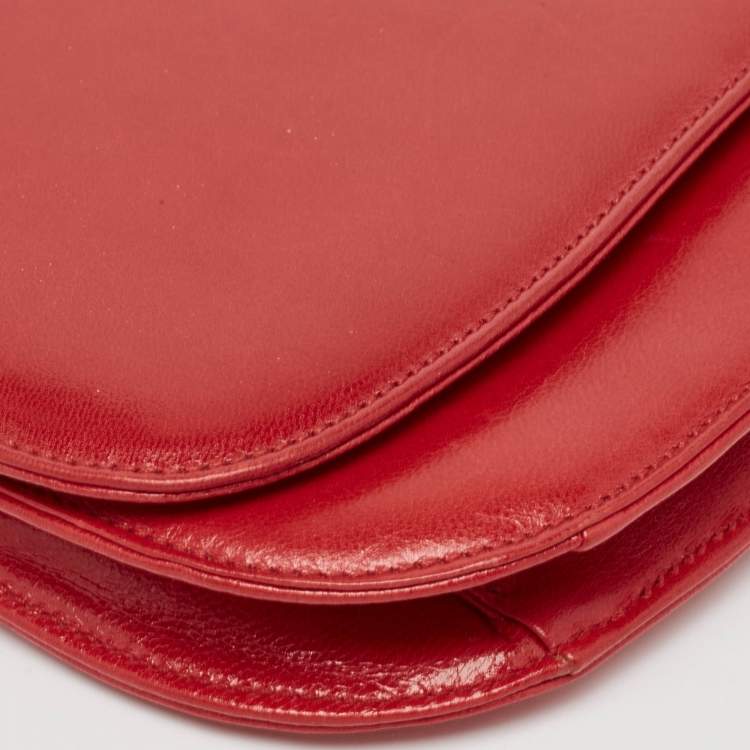 Pre Owned Prada Red Leather Turnlock Flap Clutch