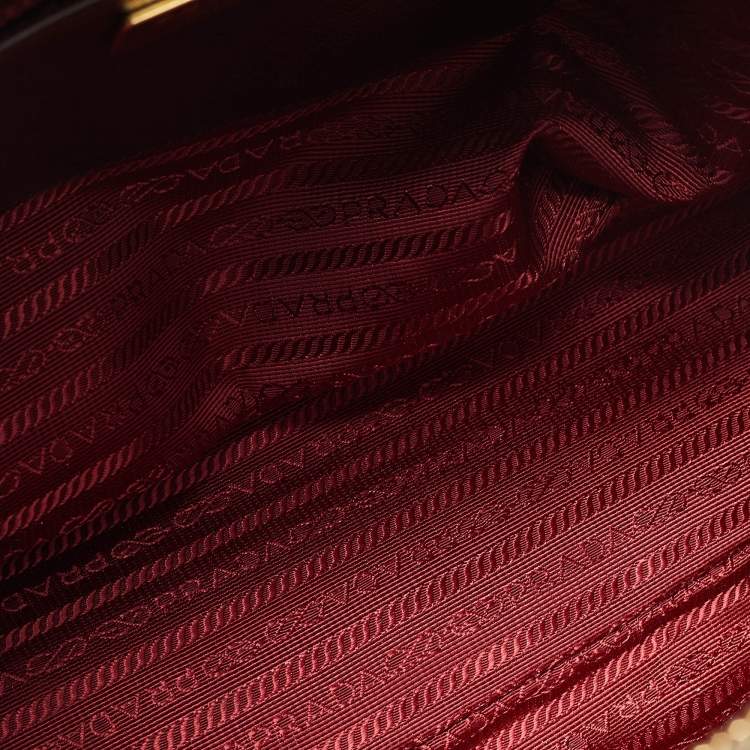 Pre Owned Prada Burgundy Saffiano Patent Leather Medium Promenade Satchel