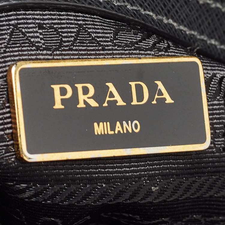 Pre Owned Prada Black Saffiano Leather Small Double Zip Tote