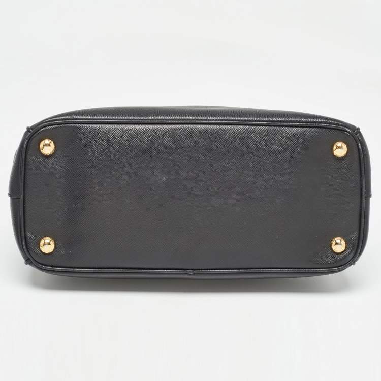 Pre Owned Prada Black Saffiano Leather Small Double Zip Tote