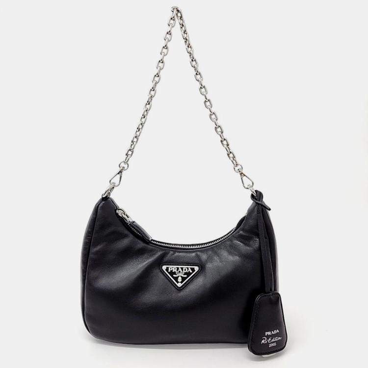 Prada Black Leather Chain Hobo Bag Prada TLC