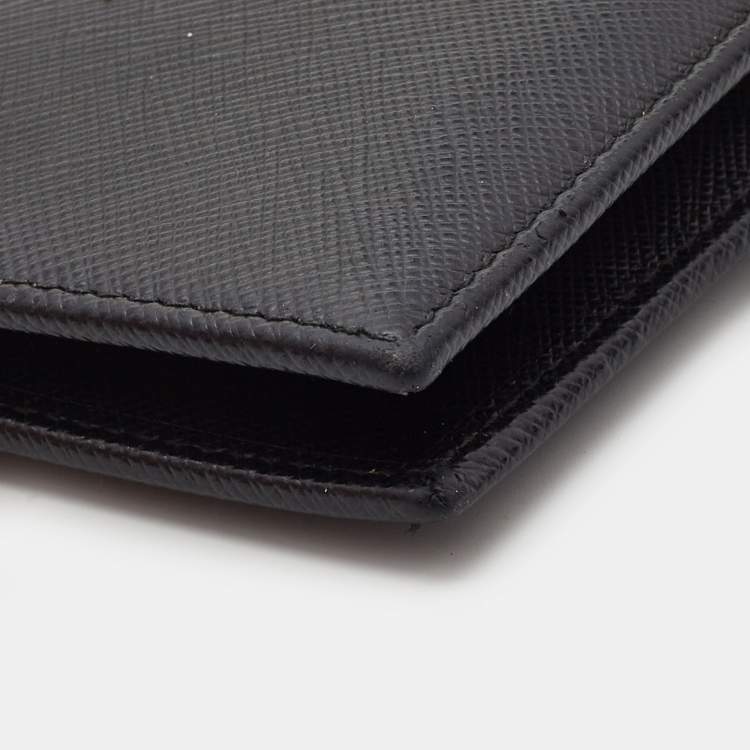 Pre Owned Prada Black Saffiano Leather Bifold Wallet