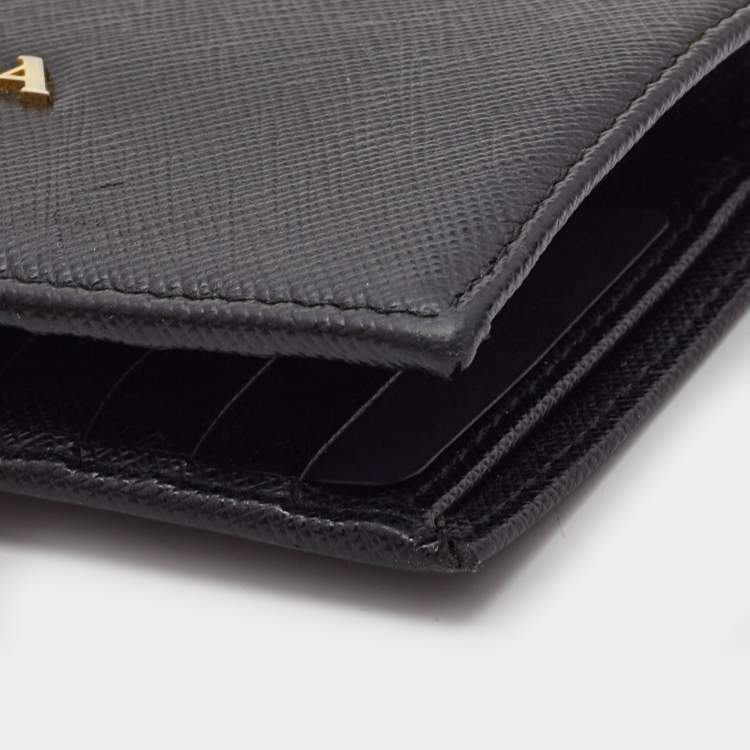 Pre Owned Prada Black Saffiano Leather Bifold Wallet
