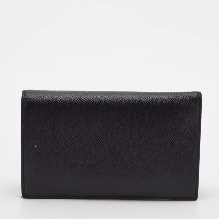 Pre Owned Prada Black Saffiano Leather Bifold Wallet