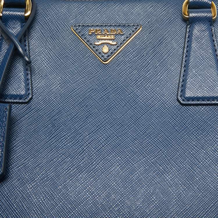 Pre Owned Prada Blue Saffiano Lux Leather Medium Galleria Tote