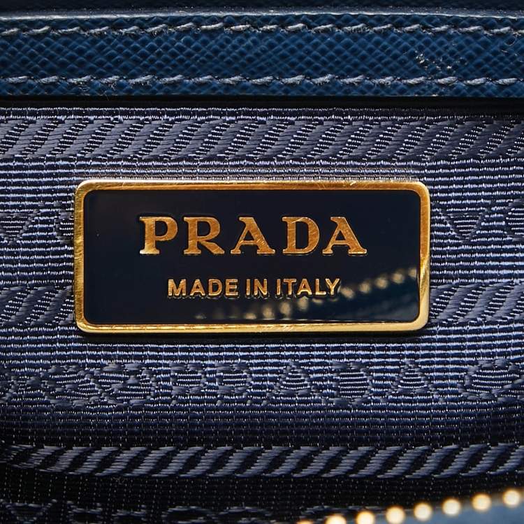 Pre Owned Prada Blue Saffiano Lux Leather Medium Galleria Tote