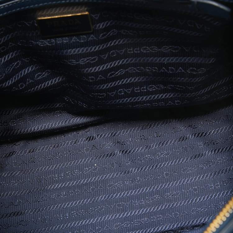 Pre Owned Prada Blue Saffiano Lux Leather Medium Galleria Tote