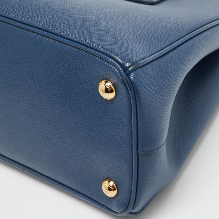 Pre Owned Prada Blue Saffiano Lux Leather Medium Galleria Tote