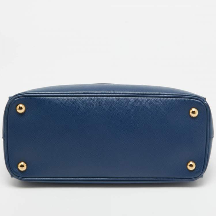 Pre Owned Prada Blue Saffiano Lux Leather Medium Galleria Tote