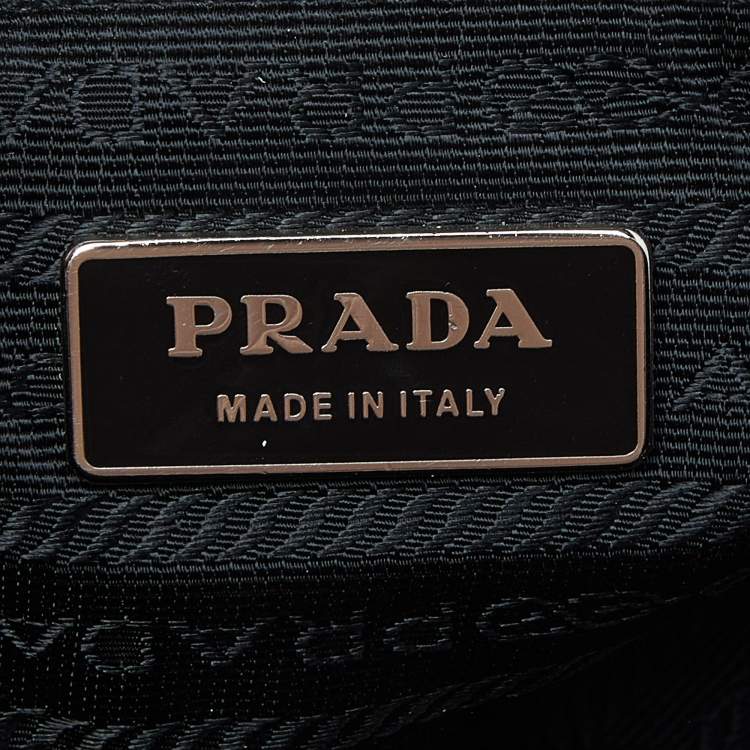 Pre Owned Prada Black Leather Logo Hobo