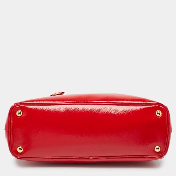 Pre Owned Prada Red Saffiano Vernice Leather Galleria Tote