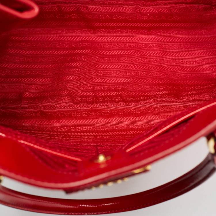 Pre Owned Prada Red Saffiano Vernice Leather Galleria Tote