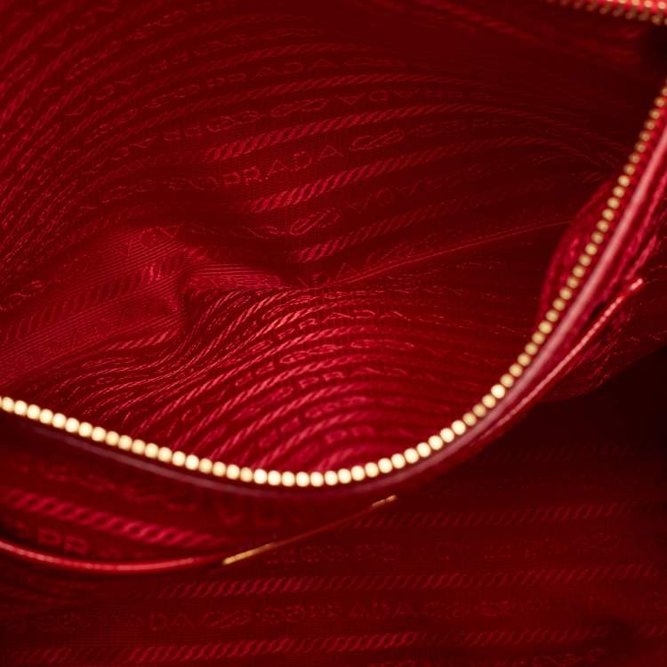Pre Owned Prada Red Saffiano Vernice Leather Galleria Tote