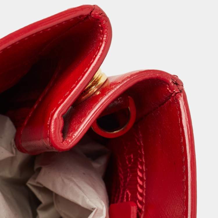 Pre Owned Prada Red Saffiano Vernice Leather Galleria Tote