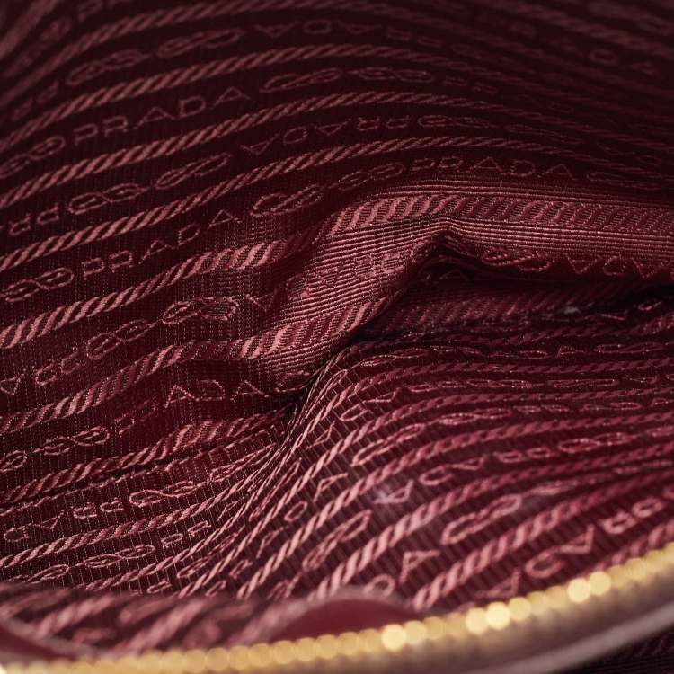 Pre Owned Prada Burgundy Saffiano Lux Leather Medium Galleria Tote